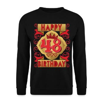 48. Geburtstag 48 Jahre alt Spruch, Vintage-Design - Unisex Pullover - Schwarz - Vorne - Alina (178cm) & Michal (187cm)