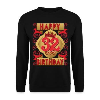 32. Geburtstag 32 Jahre alt Spruch, Vintage-Design - Unisex Pullover - Schwarz - Vorne - Alina (178cm) & Michal (187cm)