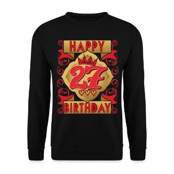 27. Geburtstag 27 Jahre alt Spruch, Vintage-Design - Unisex Pullover - Schwarz - Vorne - Alina (178cm) & Michal (187cm)