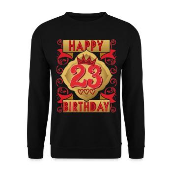 23. Geburtstag 23 Jahre alt Spruch, Vintage-Design - Unisex Pullover - Schwarz - Vorne - Alina (178cm) & Michal (187cm)
