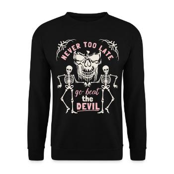 Crâne, Mort, Crâne de Squelette Dire Motivation - Sweat-shirt Unisexe - noir - Devant - Alina (178cm) & Michal (187cm)