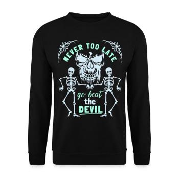 Crâne, Mort, Crâne de Squelette Dire Motivation - Sweat-shirt Unisexe - noir - Devant - Alina (178cm) & Michal (187cm)