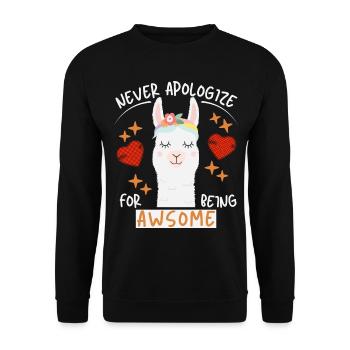 Funny Lama-Llama, Lama-Love, Motivation Saying - Unisex Sweatshirt - black - Front - Alina (178cm) & Michal (187cm)