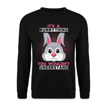 Hase, lustiger Spruch Comic Hase It's a Bunnything - Unisex Pullover - Schwarz - Vorne - Alina (178cm) & Michal (187cm)