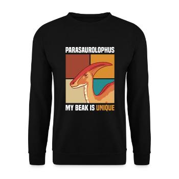 Dinosaurier Geschenke | Dino Kinder Geburtstage - Unisex Pullover - Schwarz - Vorne - Alina (178cm) & Michal (187cm)