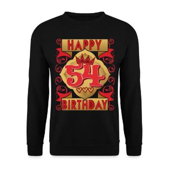 54. Geburtstag 54 Jahre alt Spruch, Vintage-Design - Unisex Pullover - Schwarz - Vorne - Alina (178cm) & Michal (187cm)