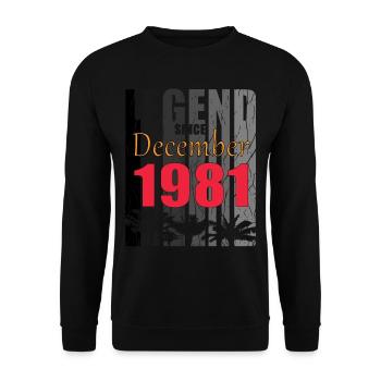 1981 geboren Im Dezember Retro Geschenkidee - Unisex Pullover - Schwarz - Vorne - Alina (178cm) & Michal (187cm)