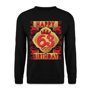 63. Geburtstag 63 Jahre alt Spruch, Vintage-Design - Unisex Pullover - Schwarz - Vorne - Alina (178cm) & Michal (187cm)