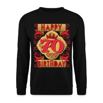 70. Geburtstag 70 Jahre alt Spruch, Vintage-Design - Unisex Pullover - Schwarz - Vorne - Alina (178cm) & Michal (187cm)