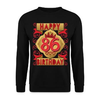 86. Geburtstag 86 Jahre alt Spruch, Vintage-Design - Unisex Pullover - Schwarz - Vorne - Alina (178cm) & Michal (187cm)