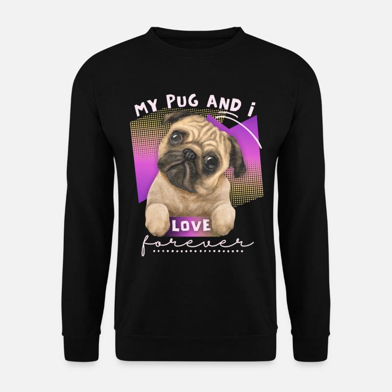 Lustiger Mops, Mops-Aquarell, Spruch - Unisex Pullover - Schwarz