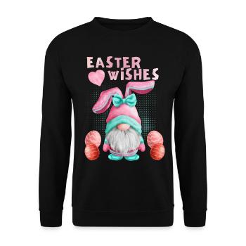 Pâques, nain gnome avec œuf de Pâques, drôle de gnome - Sweat-shirt Unisexe - noir - Devant - Alina (178cm) & Michal (187cm)