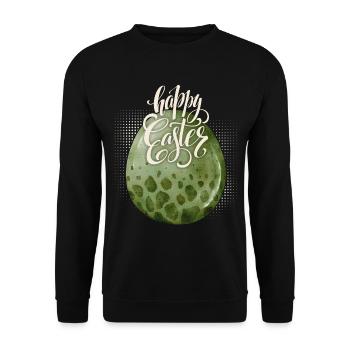 Ostern, Dinosaurier-Ei, Frohe Ostern Typografie - Unisex Pullover - Schwarz - Vorne - Alina (178cm) & Michal (187cm)