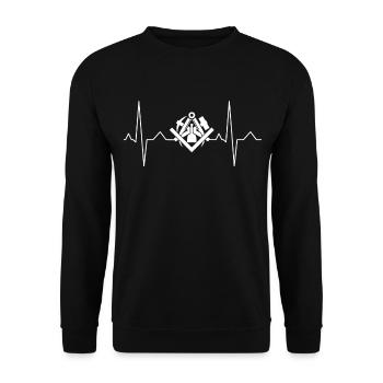 Stonemason Guild Sign Heartbeat Gift - Unisex Sweatshirt - black - Front - Alina (178cm) & Michal (187cm)