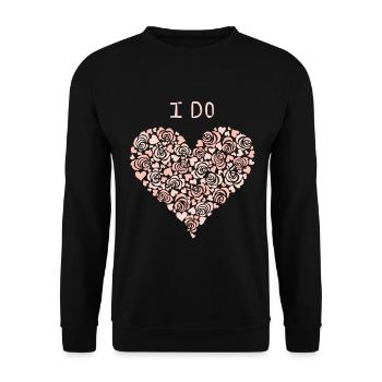 I Do, Herz-Rosen, Wedding, Team Bride, Wedding - Unisex Sweatshirt - black - Front - Alina (178cm) & Michal (187cm)