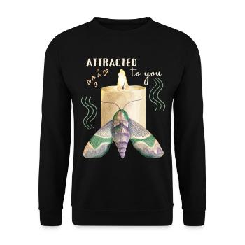 Valentine's Day Moth Candle Funny Love Saying - Unisex Sweatshirt - black - Front - Alina (178cm) & Michal (187cm)