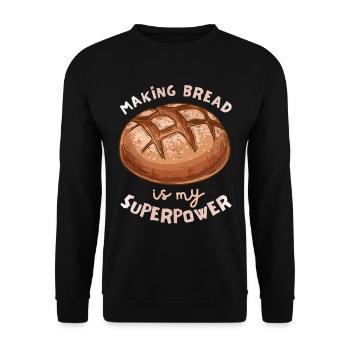 Brot backen, Spruch, Bäcker, Bäckerin - Unisex Pullover - Schwarz - Vorne - Alina (178cm) & Michal (187cm)
