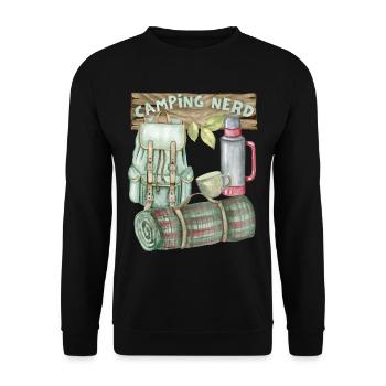 Camping, camping nerd, backpack, funny saying - Unisex Sweatshirt - black - Front - Alina (178cm) & Michal (187cm)