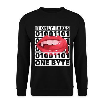 Bit Bytes Binary Computer Nerd, Vampire, Saying, Pun - Unisex Sweatshirt - black - Front - Alina (178cm) & Michal (187cm)