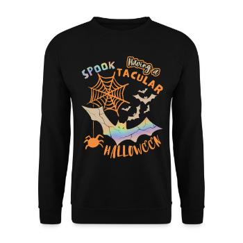 Halloween Spider, Bat, Funny Saying, Pun - Unisex Sweatshirt - black - Front - Alina (178cm) & Michal (187cm)