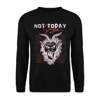 Devil-Devil, funny saying Not-Today-Satan - Unisex Sweatshirt - black - Front - Alina (178cm) & Michal (187cm)