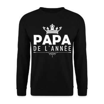cadeau pour papa Fête des pères, Papa de l’année - Sweat-shirt Unisexe - noir - Devant - Alina (178cm) & Michal (187cm)