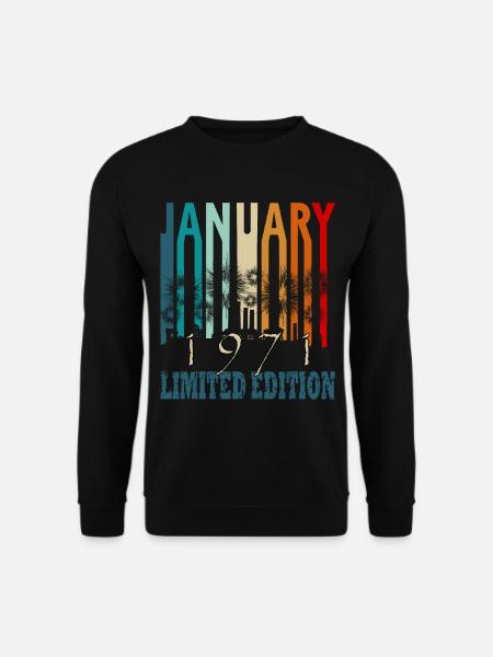 geboren 1971 Januar vintage Geschenk - Unisex Pullover - Schwarz