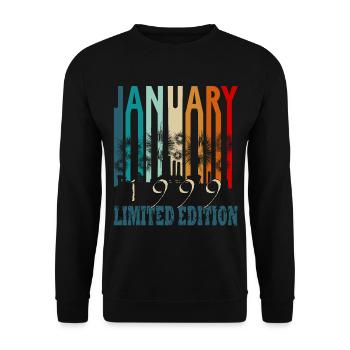 1999 Januar vintage geboren Geschenk - Unisex Pullover - Schwarz - Vorne - Alina (178cm) & Michal (187cm)