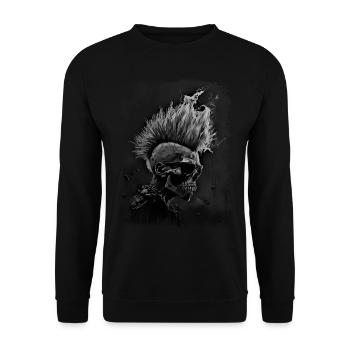 Horror Punk Zombie Skull - Unisex Pullover - Schwarz - Vorne - Alina (178cm) & Michal (187cm)