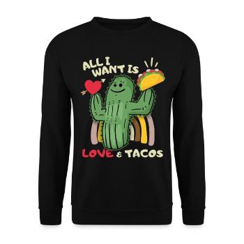 Tout ce que je veux, amour et tacos, tacos Mexique - Sweat-shirt Unisexe - noir - Devant - Alina (178cm) & Michal (187cm)