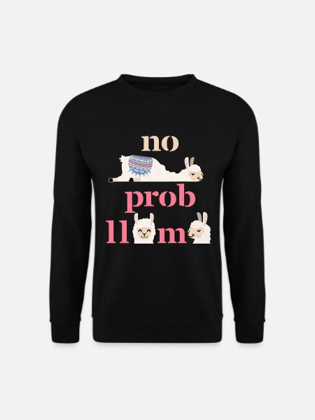 Lama-Llama, lustiger Spruch, no-probllama, pun - Unisex Pullover - Schwarz