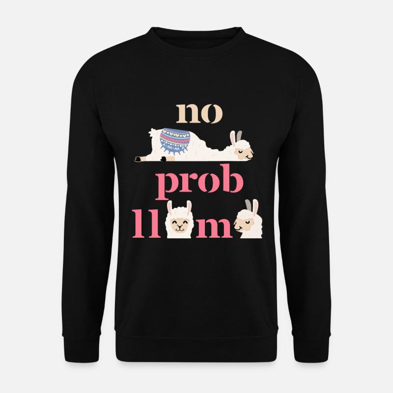 Lama-Llama, funny saying, no-probllama, pun - Unisex Sweatshirt - black