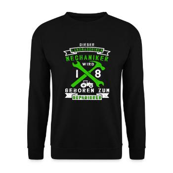 Landmaschinenmechaniker 18 Geburtstag Spruch - Unisex Pullover - Schwarz - Vorne - Alina (178cm) & Michal (187cm)