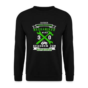 Landmaschinenmechaniker 30 Geburtstag Spruch - Unisex Pullover - Schwarz - Vorne - Alina (178cm) & Michal (187cm)