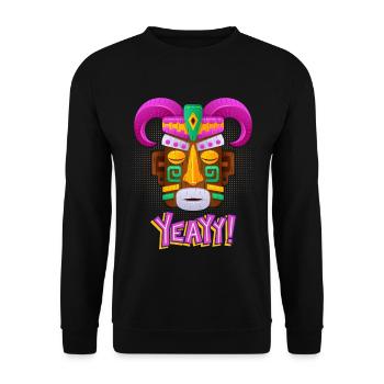 Aztecs, Mayan culture, tribal culture folklore mask - Unisex Sweatshirt - black - Front - Alina (178cm) & Michal (187cm)