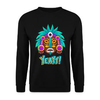 Aztecs, Mayan culture, tribal culture folklore mask - Unisex Sweatshirt - black - Front - Alina (178cm) & Michal (187cm)