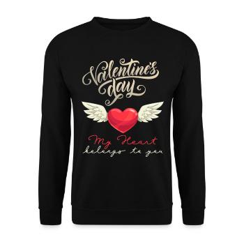Valentine's Day, Love, Heart-Wings Angel Wings - Unisex Sweatshirt - black - Front - Alina (178cm) & Michal (187cm)