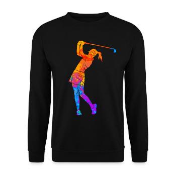 Golferin Golfer Golf Frauen Silhouette - Unisex Pullover - Schwarz - Vorne - Alina (178cm) & Michal (187cm)