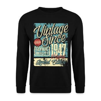 1947 Birthday vintage Retro Legend - Unisex Sweatshirt - black - Front - Alina (178cm) & Michal (187cm)