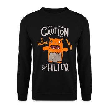 Sarcasm, funny saying with cat, hangover - Unisex Sweatshirt - black - Front - Alina (178cm) & Michal (187cm)