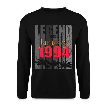 Vintage Geschenkidee geboren Januar 1994 - Unisex Pullover - Schwarz - Vorne - Alina (178cm) & Michal (187cm)