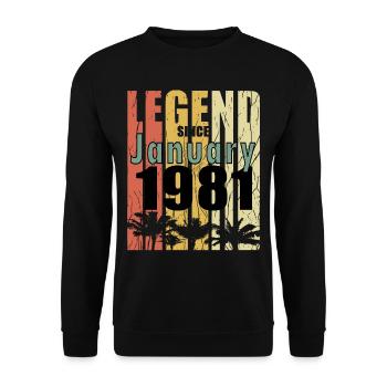 1981 geboren Im Januar Retro Geschenkidee - Unisex Pullover - Schwarz - Vorne - Alina (178cm) & Michal (187cm)