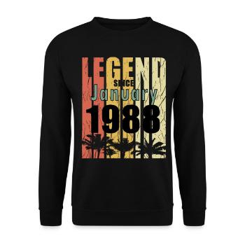 Januar 1988 Geburtstagsgruss retro design - Unisex Pullover - Schwarz - Vorne - Alina (178cm) & Michal (187cm)
