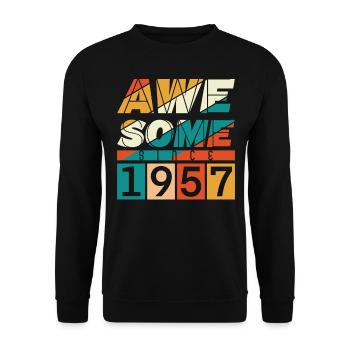 1957 Anniversaire Naissance Année de naissance millésime - Sweat-shirt Unisexe - noir - Devant - Alina (178cm) & Michal (187cm)