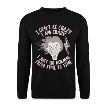 Comic, verrückt, lustiger Spruch, Sarkasmus - Unisex Pullover - Schwarz - Vorne - Alina (178cm) & Michal (187cm)
