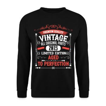 2015 Année de naissance Born Birthday Vintage - Sweat-shirt Unisexe - noir - Devant - Alina (178cm) & Michal (187cm)