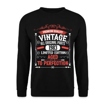 1983 Année de naissance Né Anniversaire Vintage - Sweat-shirt Unisexe - noir - Devant - Alina (178cm) & Michal (187cm)