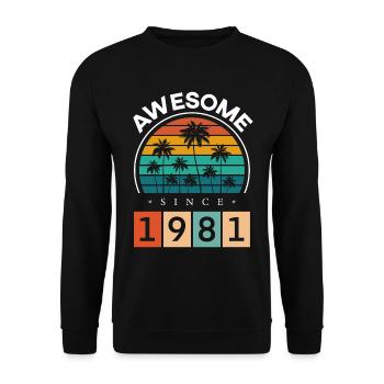 1981 Anniversaire Naissance Année de naissance millésime - Sweat-shirt Unisexe - noir - Devant - Alina (178cm) & Michal (187cm)