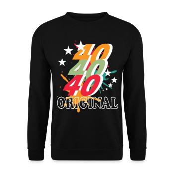 40 Jahre alt, Geburtsspruch - Unisex Pullover - Schwarz - Vorne - Alina (178cm) & Michal (187cm)