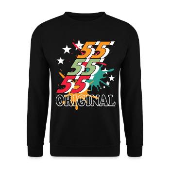 55 Jahre alt, Geburtsspruch - Unisex Pullover - Schwarz - Vorne - Alina (178cm) & Michal (187cm)